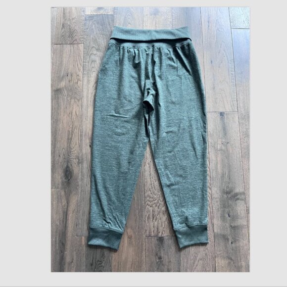 GapFit Brushed Tech Jersey Joggers Fold Over Size XSP Hthr Green Active Lounge - Picture 3 of 5
